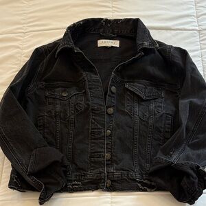 eunina Distressed Black Denim Jacket